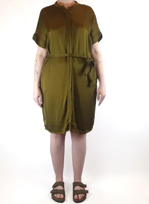 Elk olive green silky feel dress with half sleeves size 12