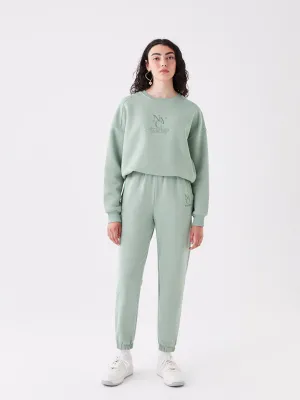 Embroidered Women Jogger Sweatpants with Elastic Waist