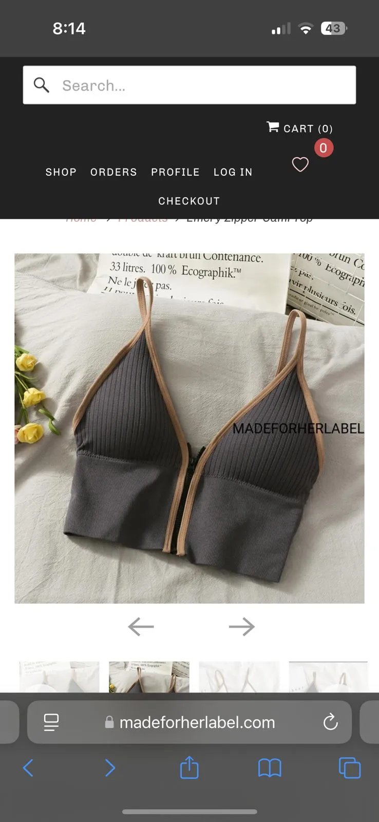 Emery Zipper Cami Top