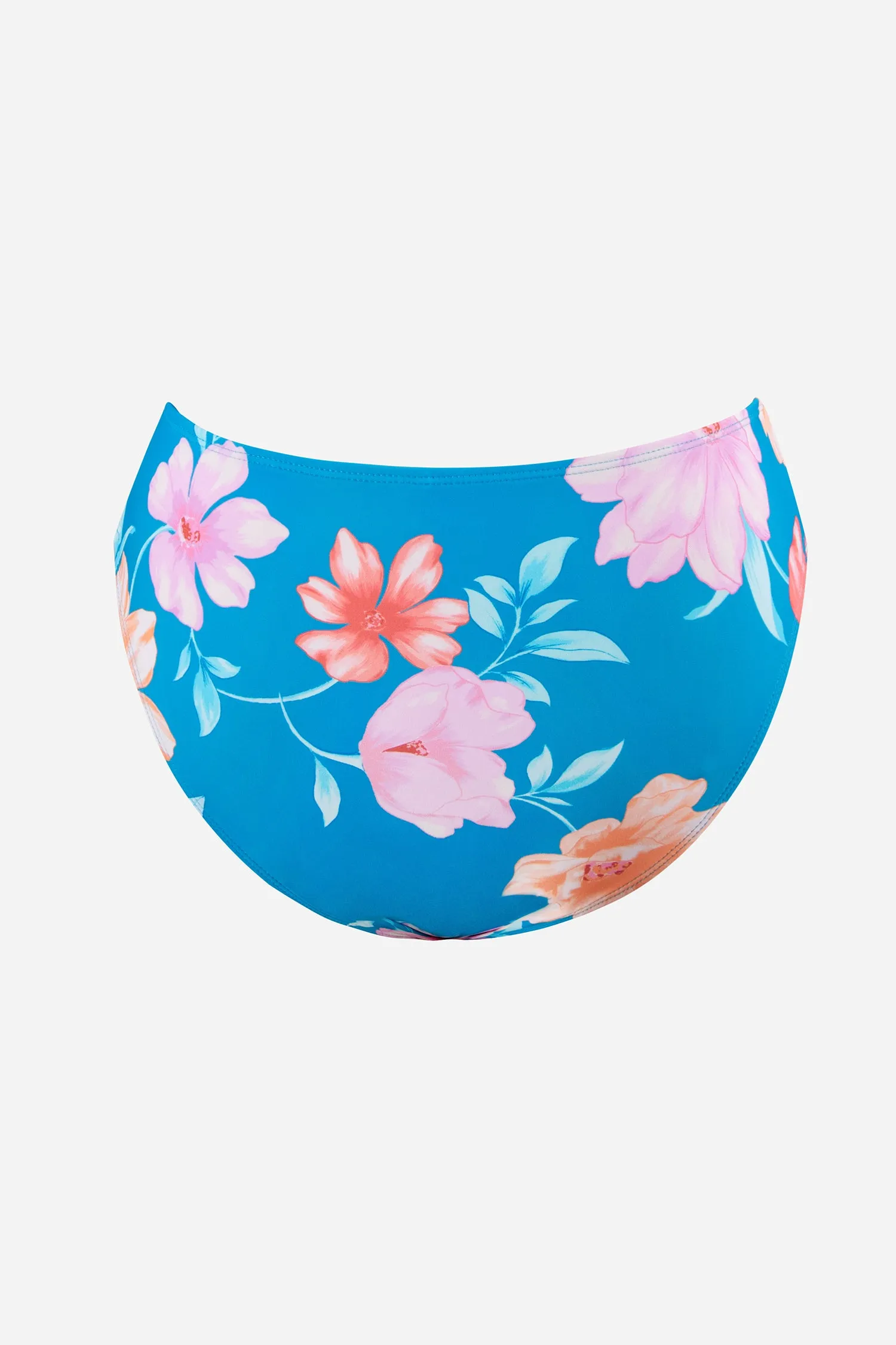 Faded Mykonos Shirred Mid Rise Bikini Bottoms
