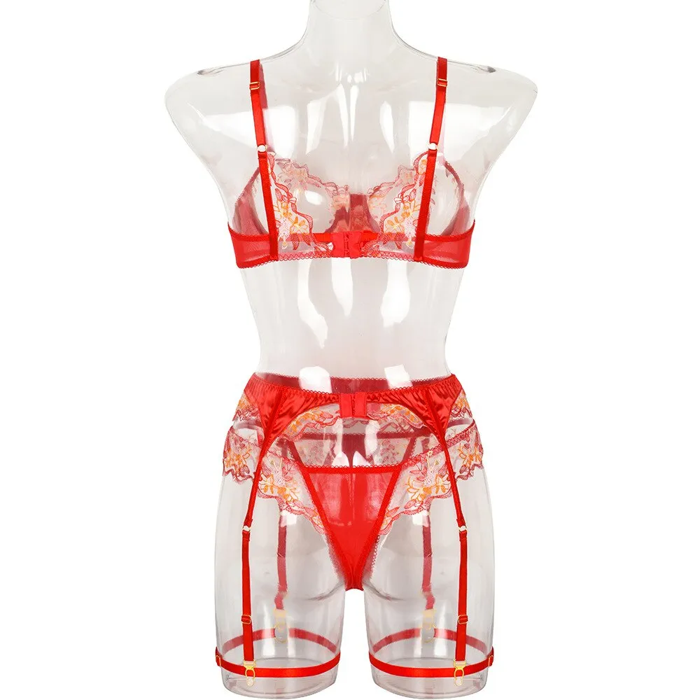 Fancy Floral Red Bilizna Set