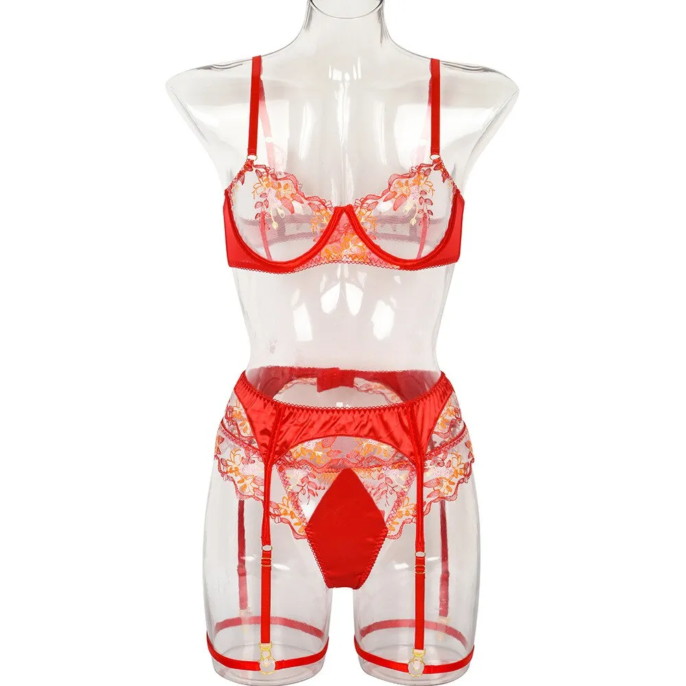 Fancy Floral Red Bilizna Set