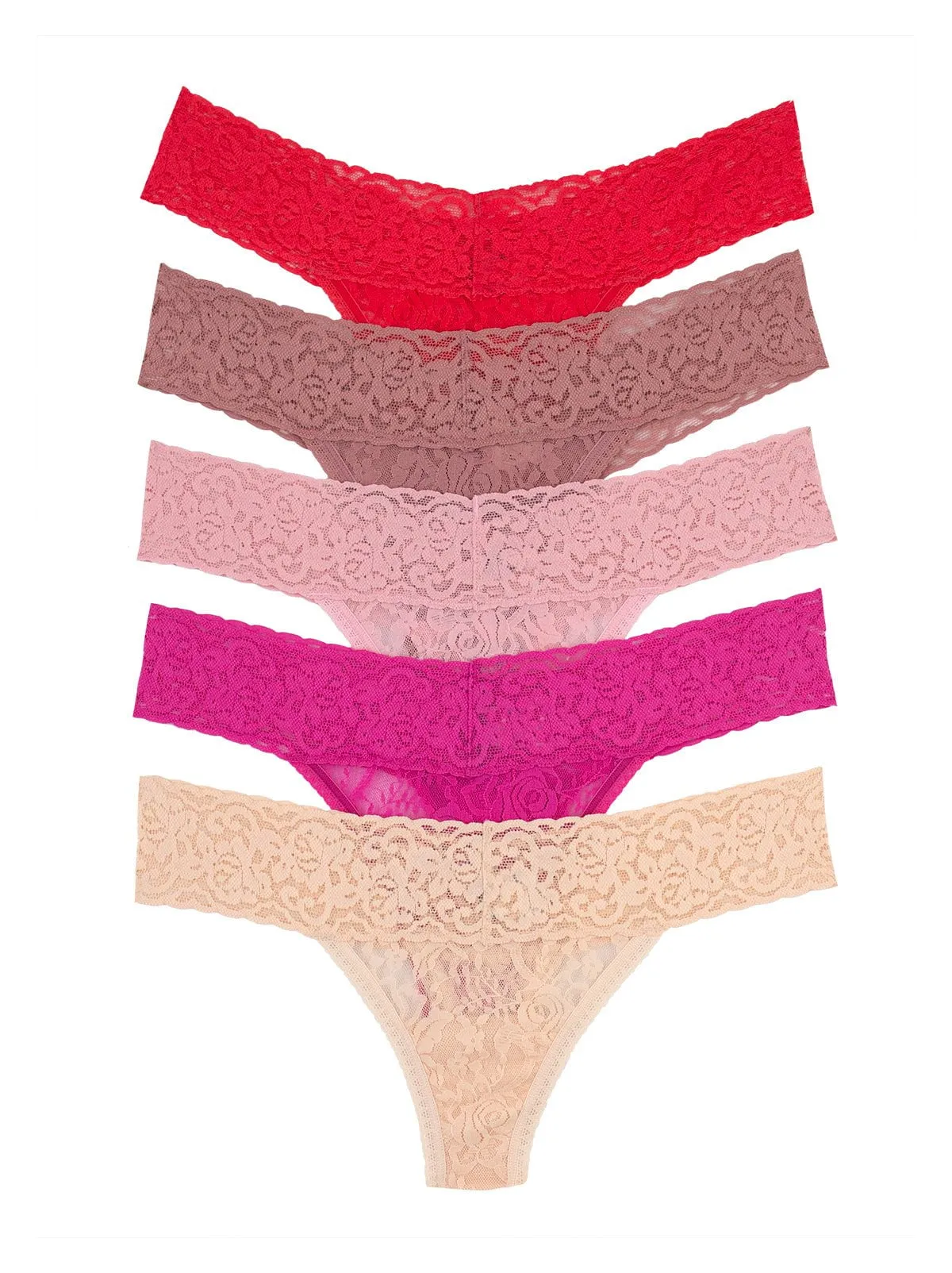 Felina Signature Stretch Lace Low Rise Thong 5-Pack