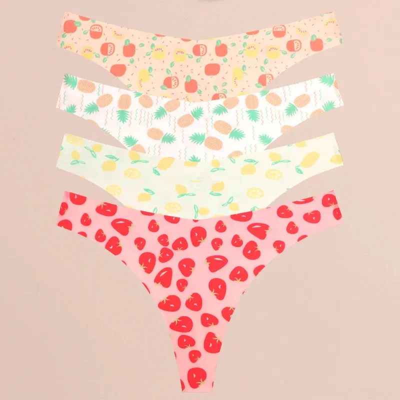 FINETOO 4Pcs Ultra Soft Leopard Print Thongs Comfort Lingerie