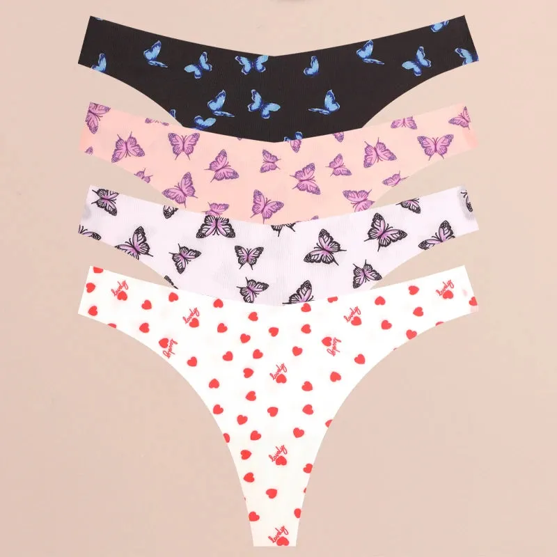 FINETOO 4Pcs Ultra Soft Leopard Print Thongs Comfort Lingerie