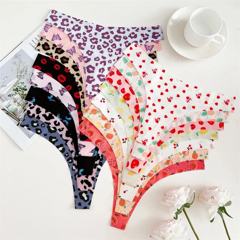 FINETOO 4Pcs Ultra Soft Leopard Print Thongs Comfort Lingerie