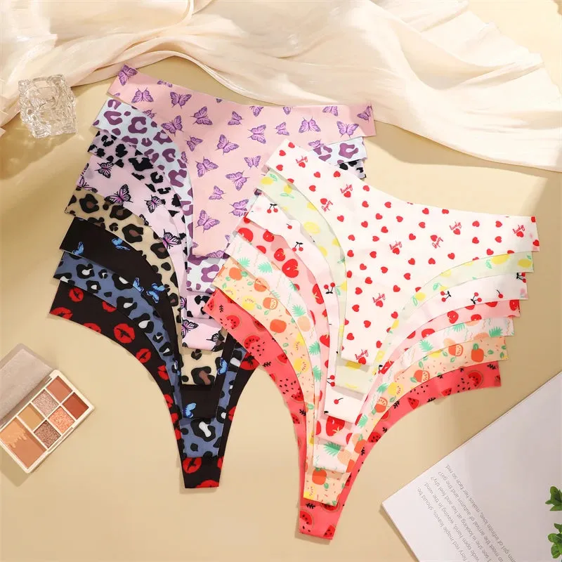 FINETOO 4Pcs Ultra Soft Leopard Print Thongs Comfort Lingerie