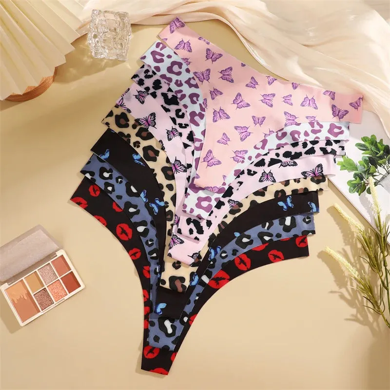 FINETOO 4Pcs Ultra Soft Leopard Print Thongs Comfort Lingerie
