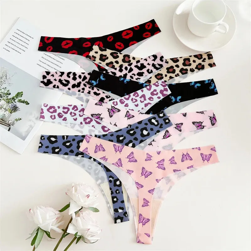 FINETOO 4Pcs Ultra Soft Leopard Print Thongs Comfort Lingerie