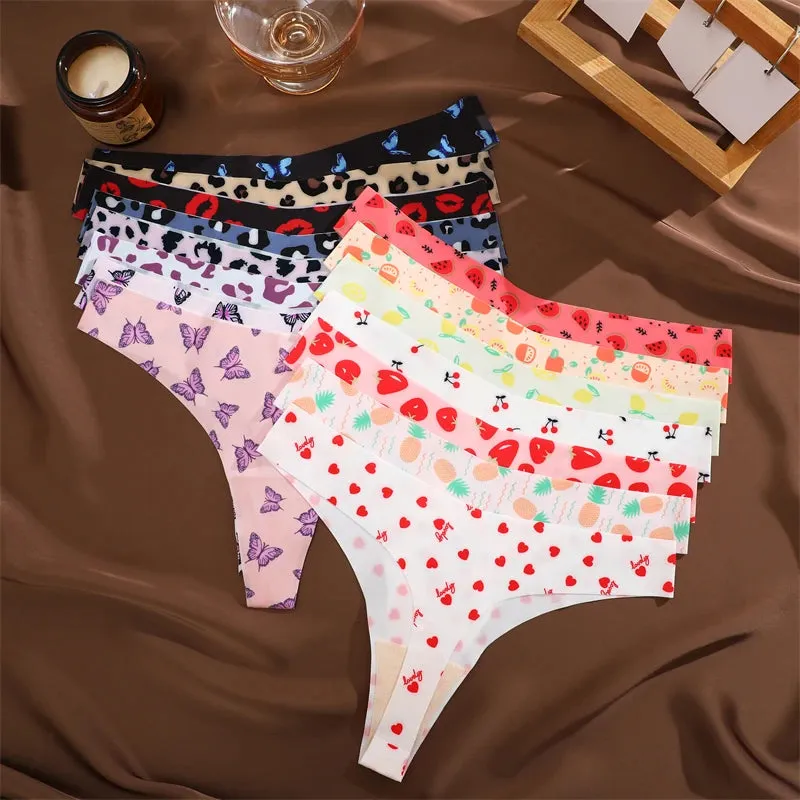 FINETOO 4Pcs Ultra Soft Leopard Print Thongs Comfort Lingerie