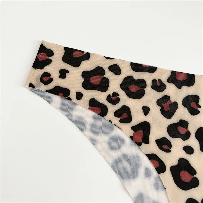 FINETOO 4Pcs Ultra Soft Leopard Print Thongs Comfort Lingerie