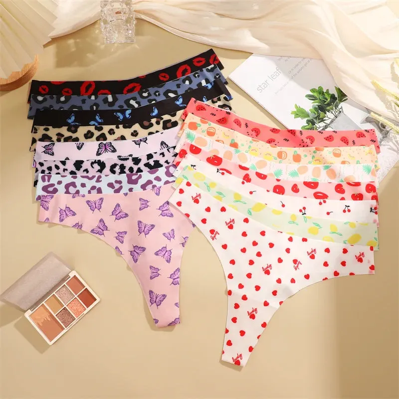 FINETOO 4Pcs Ultra Soft Leopard Print Thongs Comfort Lingerie