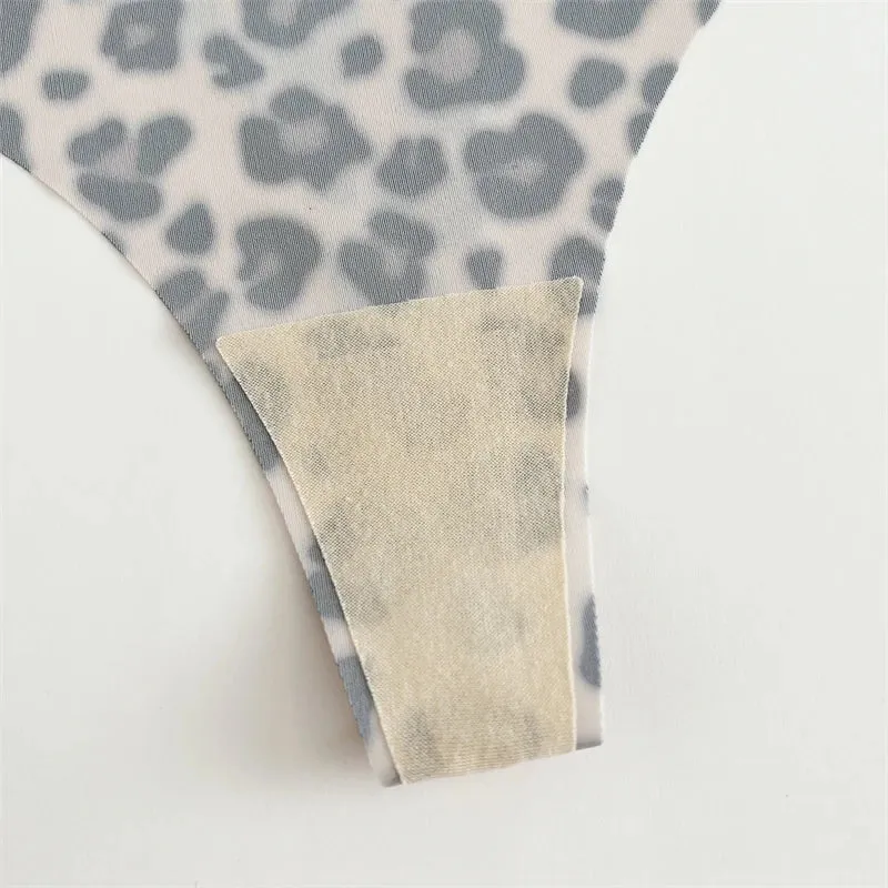 FINETOO 4Pcs Ultra Soft Leopard Print Thongs Comfort Lingerie