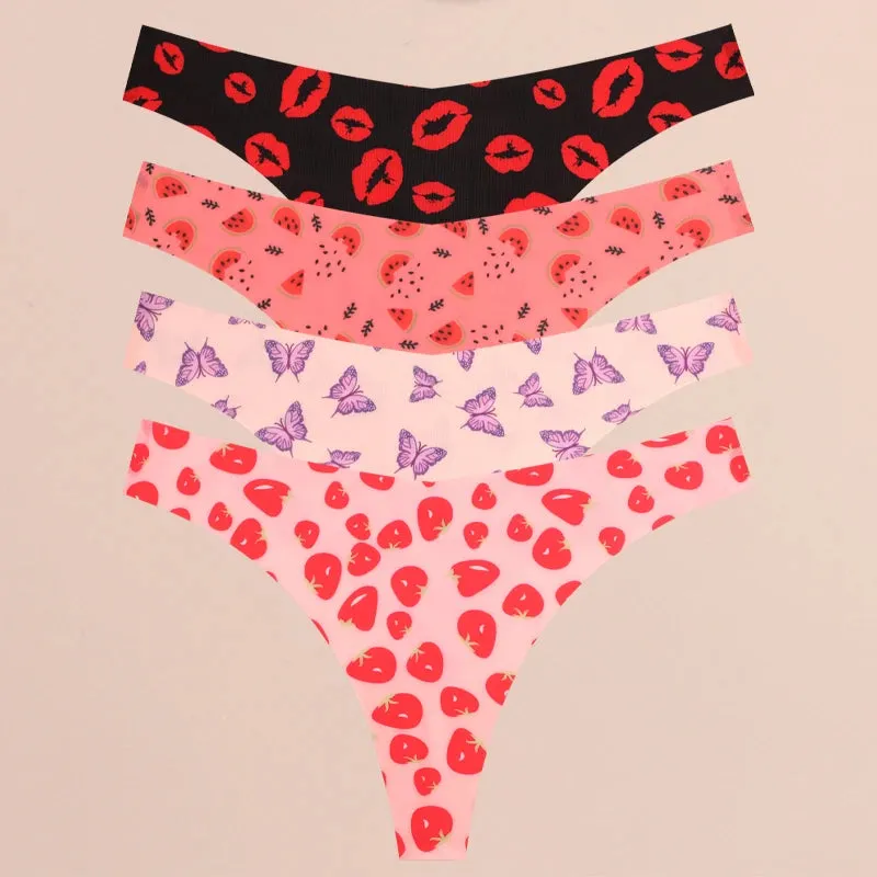 FINETOO 4Pcs Ultra Soft Leopard Print Thongs Comfort Lingerie
