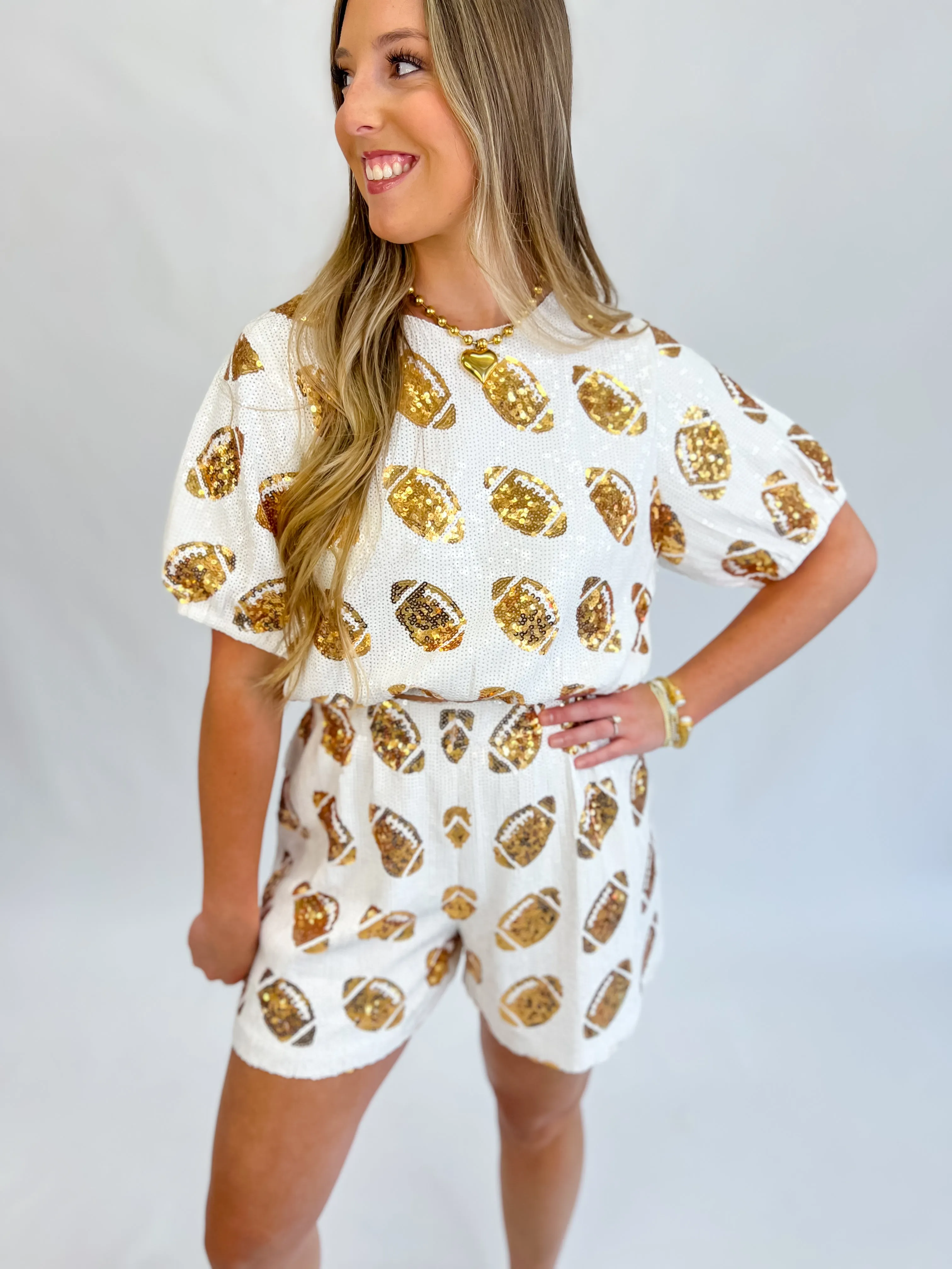 Flirty Football Sequin Shorts
