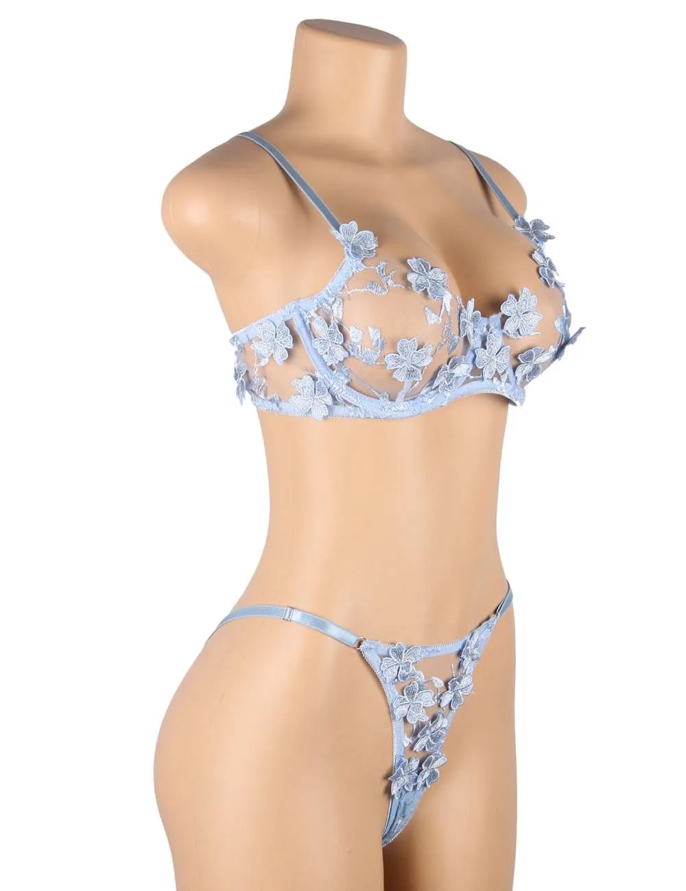 Floral Applique Embroidery Mesh Underwire underwear Egypt set