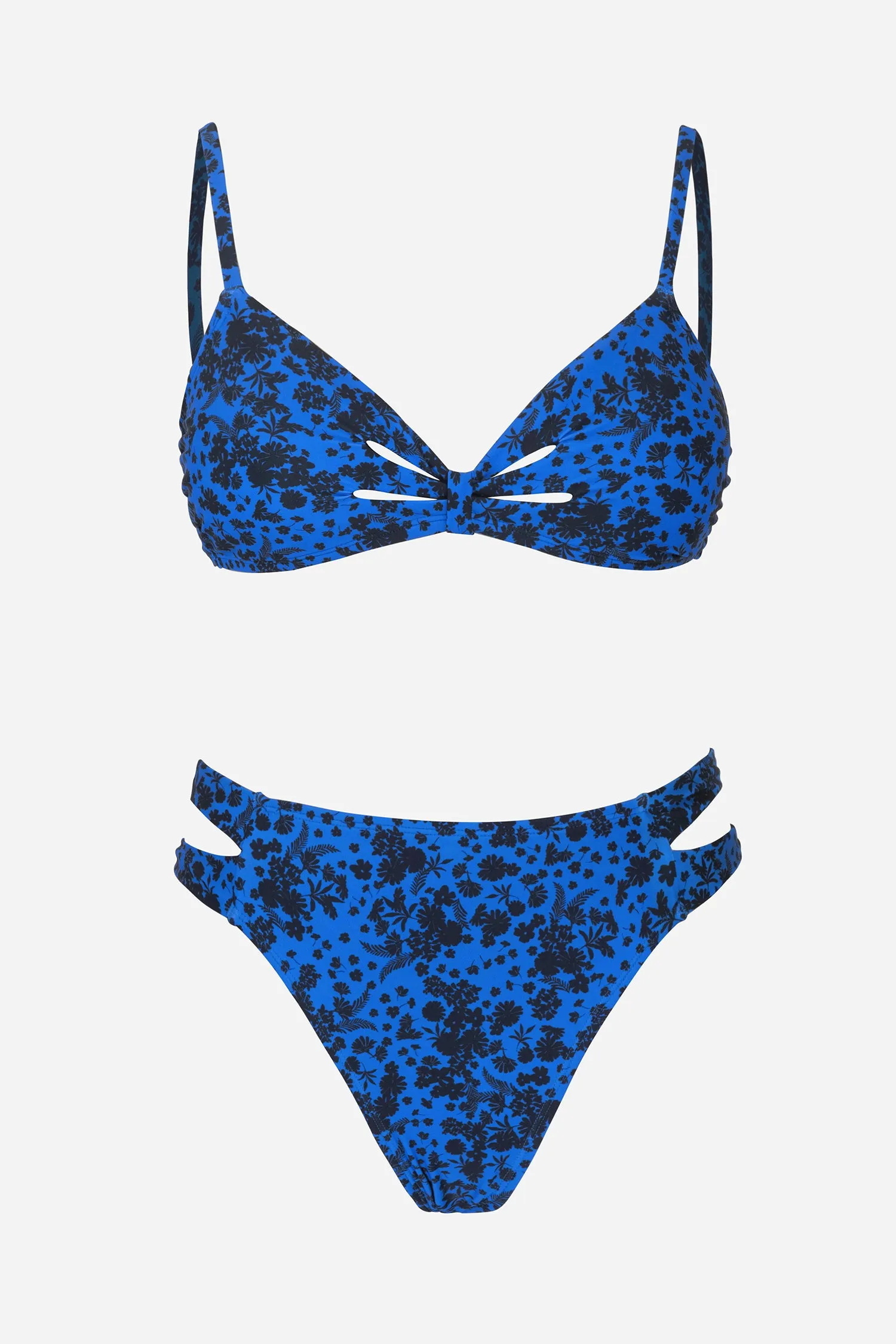 Floral Colombia Coast Cutout Top & Cheeky Hipster Bikini Set