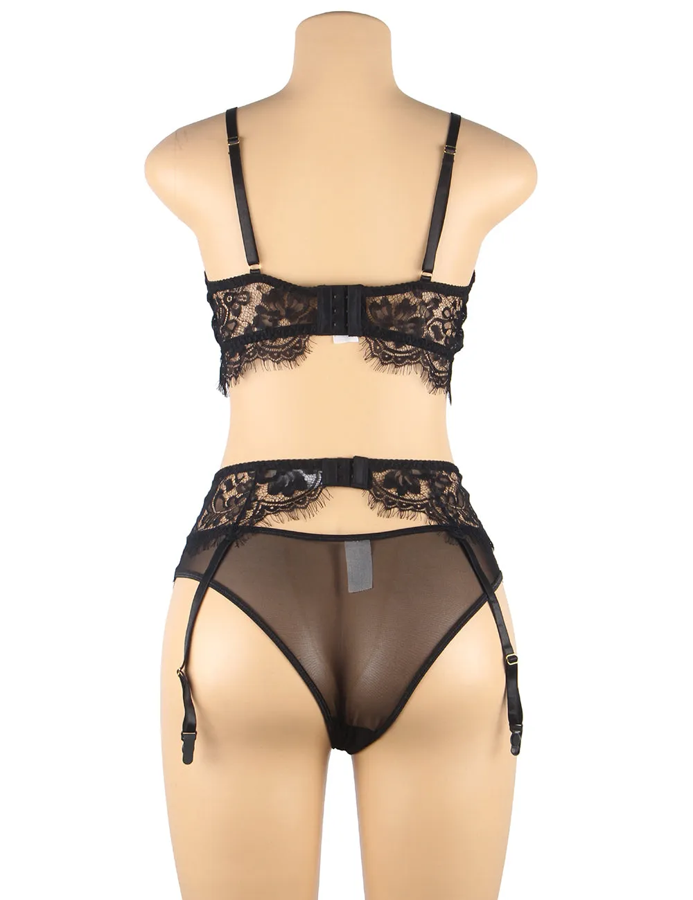 Floral Embroidery Underwire Garter Lingerie Egypt Set
