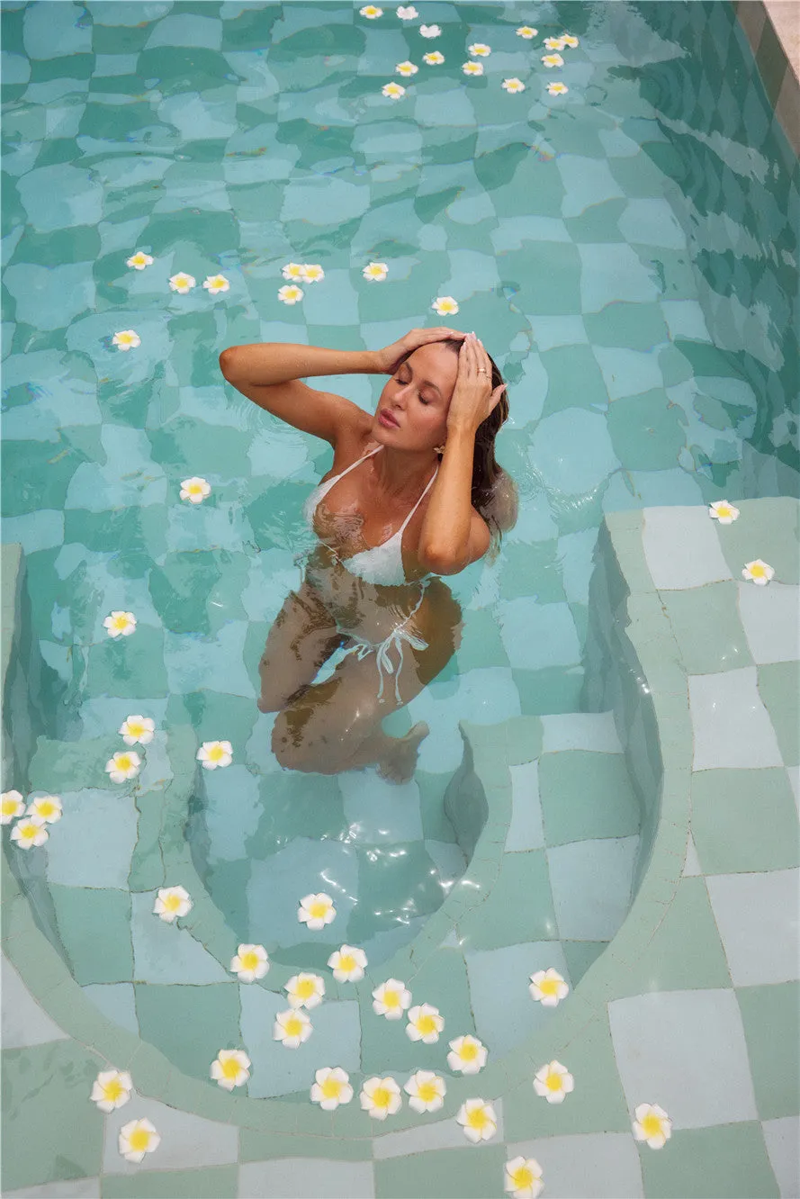 Floral Tides Swim Top White Floral