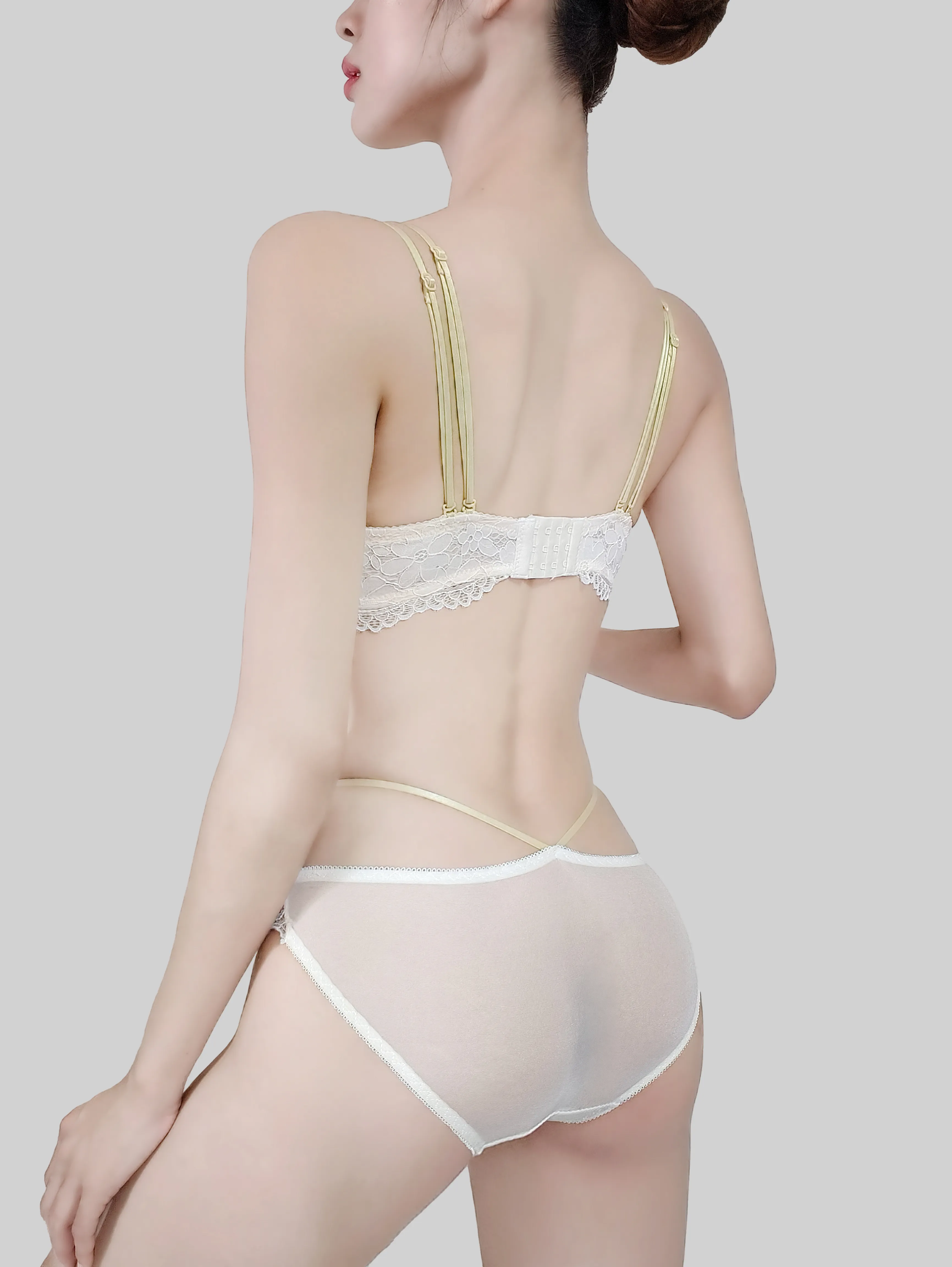 French Retro Thin Adjustable Bra Set