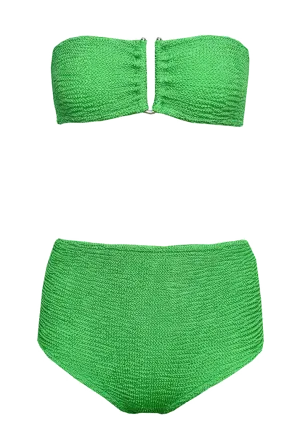 Frida Green Scrunch High Rise Bandeau Bikini