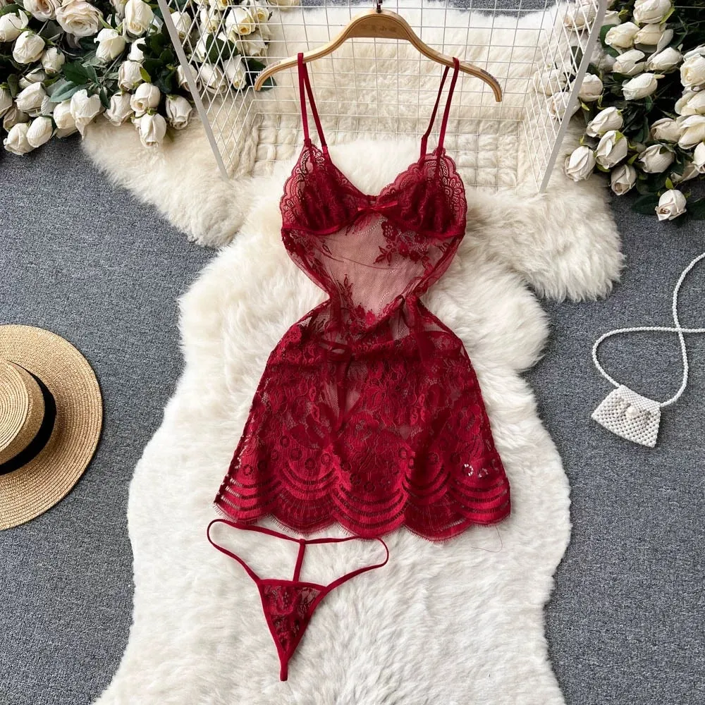 Georgia Lace Nightwear Lingerie With Thongs