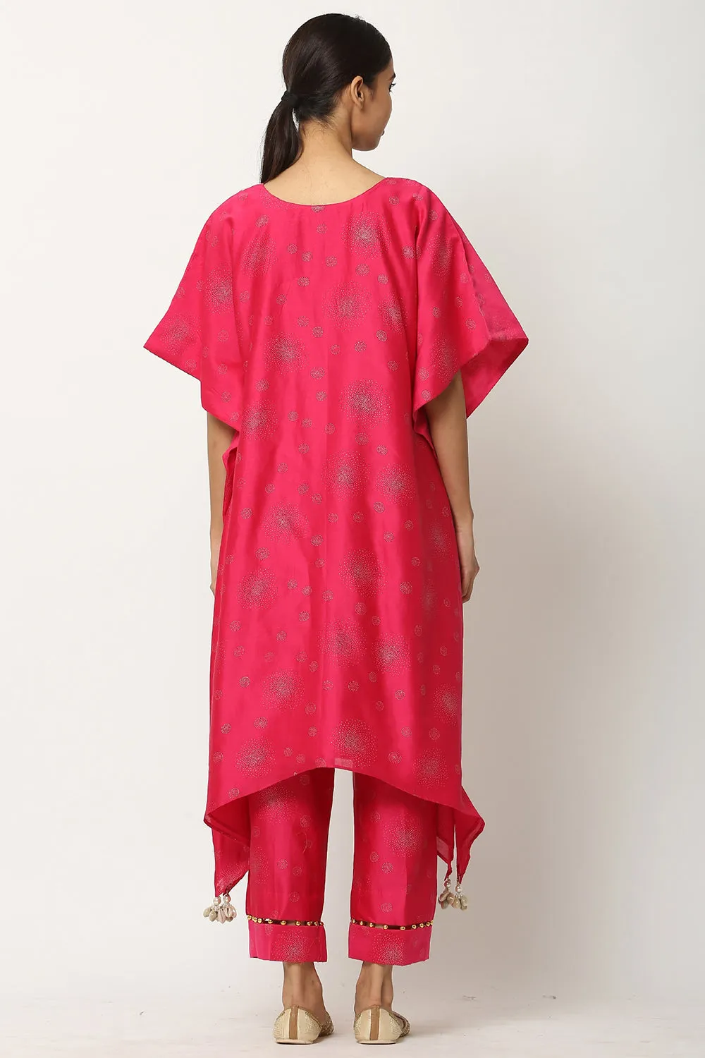 Gota Patti Hot Pink Kaftan Set