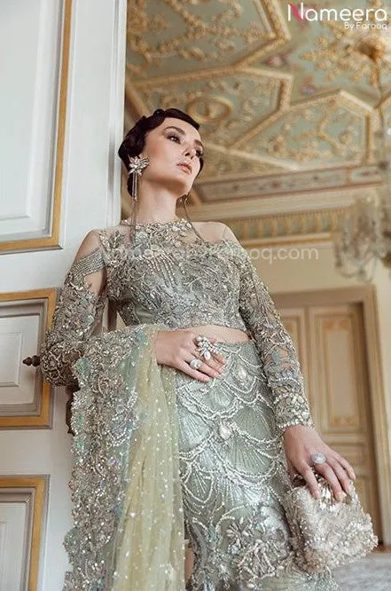 Green Lehenga Bridal Pakistani Designer Dress #BN793