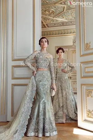 Green Lehenga Bridal Pakistani Designer Dress #BN793
