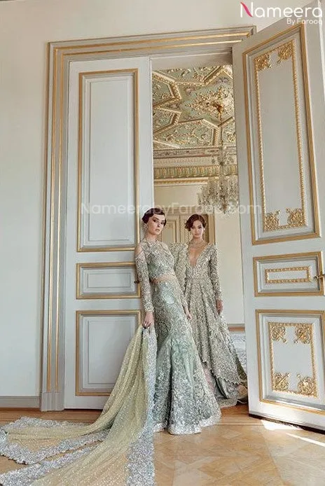 Green Lehenga Bridal Pakistani Designer Dress #BN793