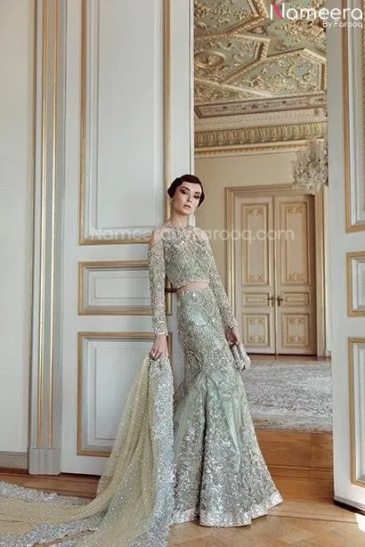 Green Lehenga Bridal Pakistani Designer Dress #BN793