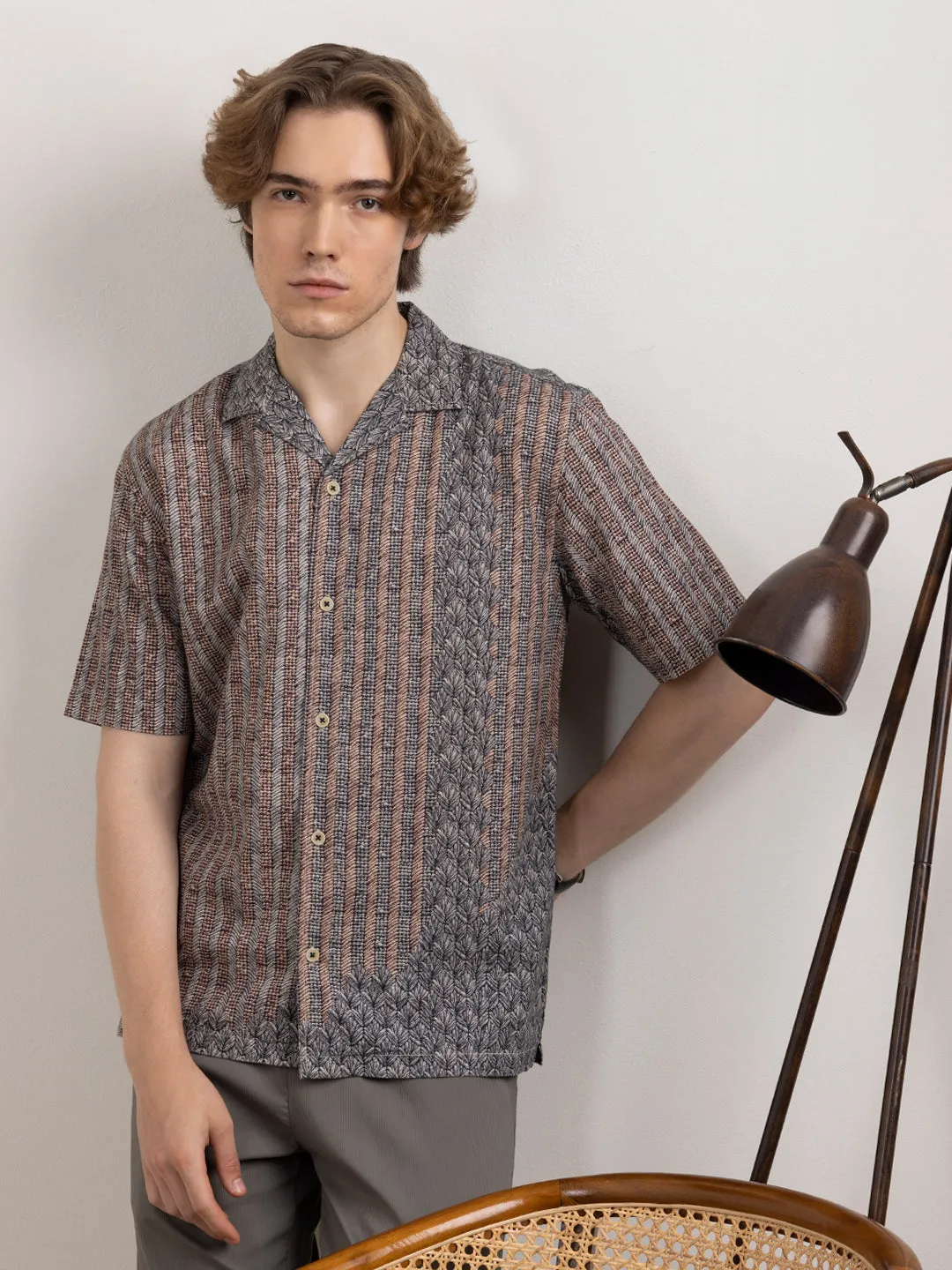 Grey Print Resort Shirt