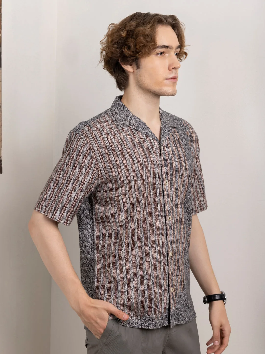 Grey Print Resort Shirt