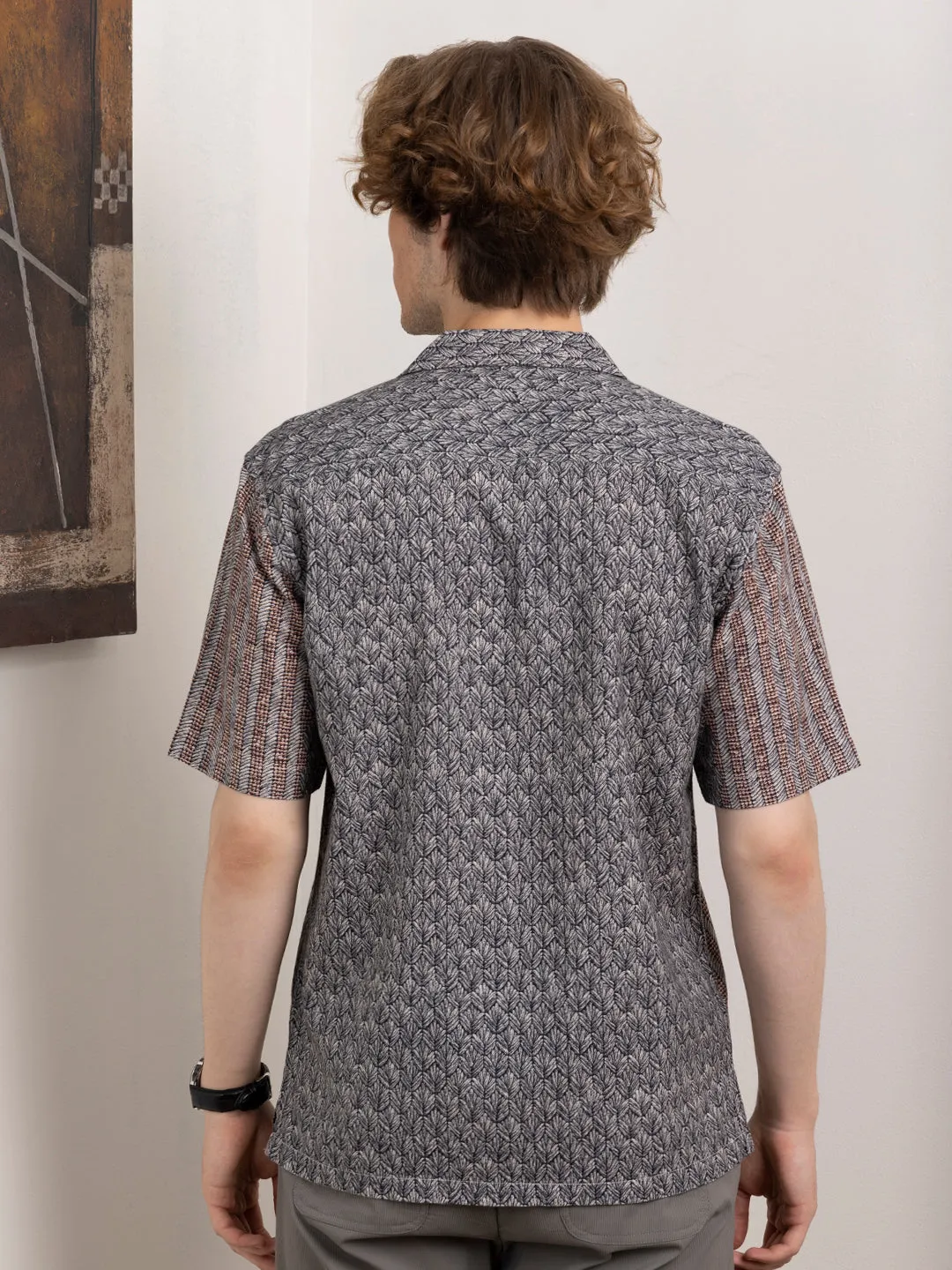 Grey Print Resort Shirt