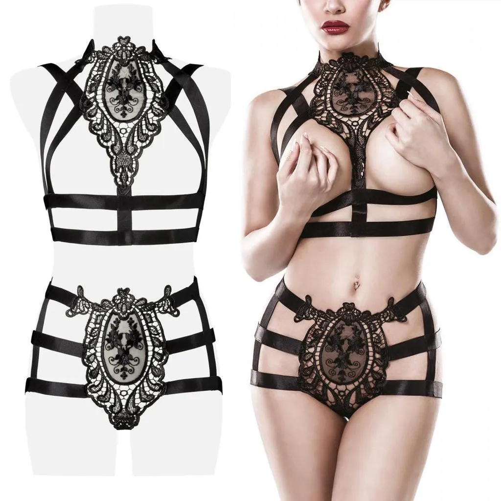 Grey Velvet Two-Part Harness Set