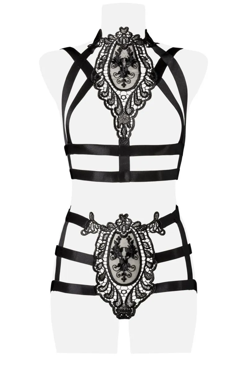 Grey Velvet Two-Part Harness Set