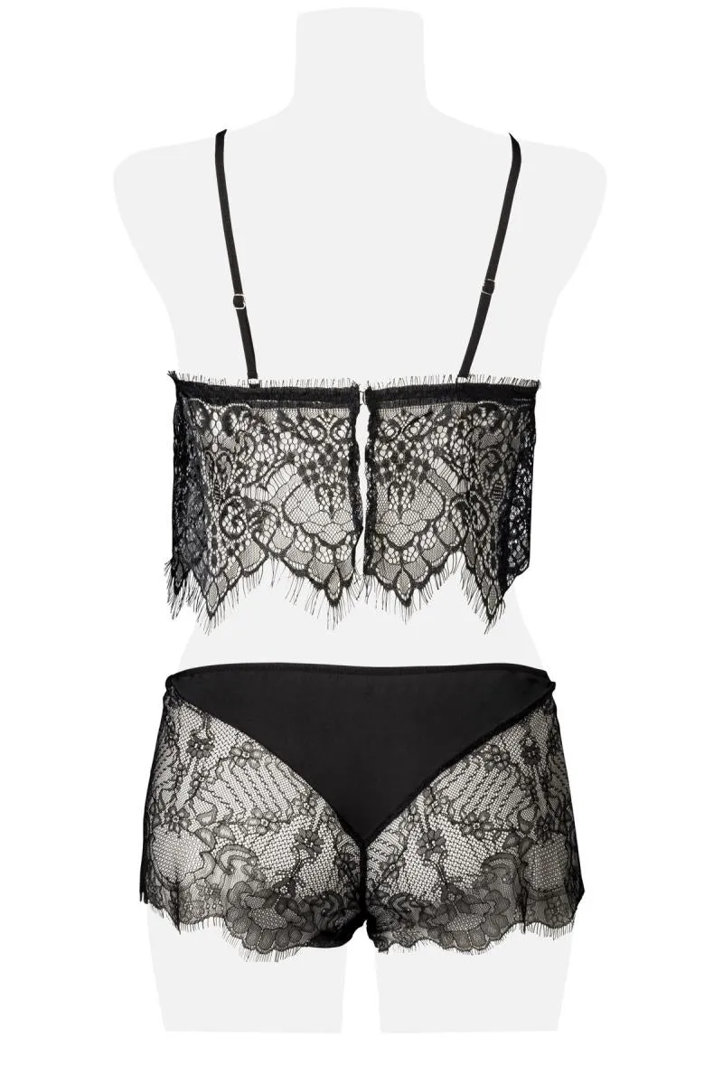 Grey Velvet Two-Part Lace Set