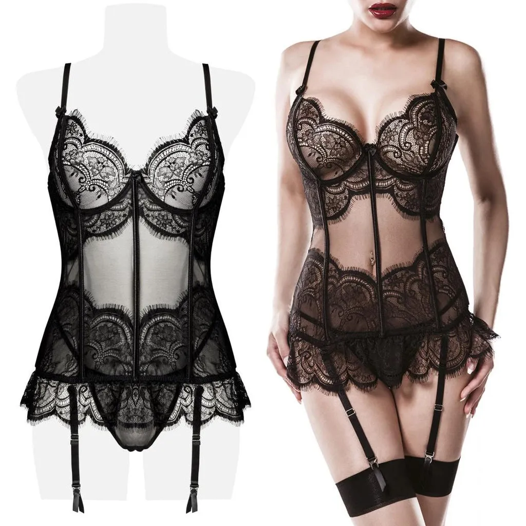Grey Velvet Two-Part Lingerie Set