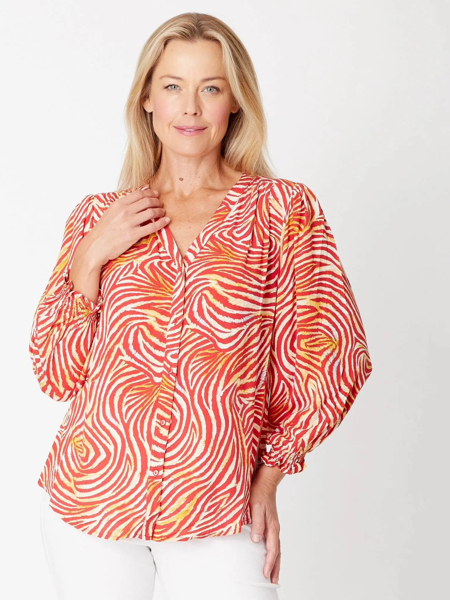 Gypsy Rayon Shirt - Red Animal - 31225