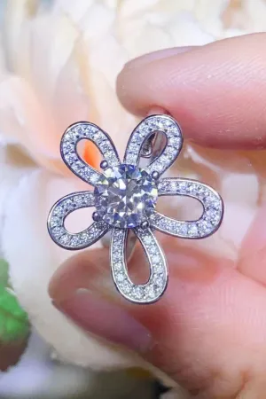 Hazel Blues® | 1 Carat Moissanite Flower-Shape Open Ring