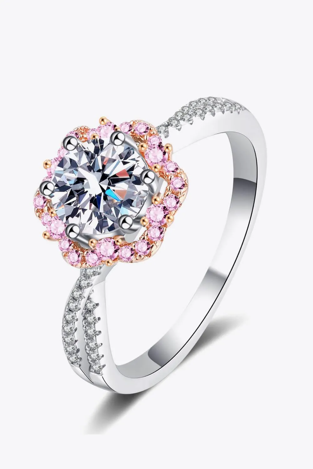Hazel Blues® | 1 Carat Moissanite Flower-Shaped Crisscross Ring