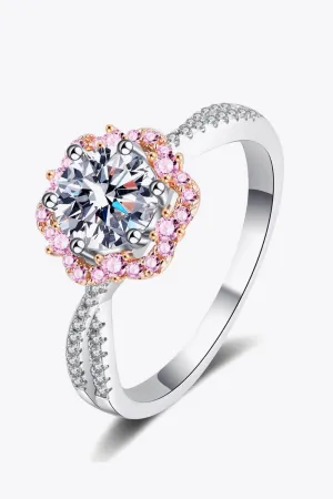 Hazel Blues® | 1 Carat Moissanite Flower-Shaped Crisscross Ring
