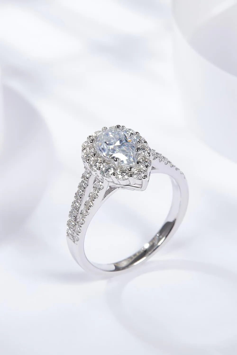 Hazel Blues® | 1 Carat Moissanite Teardrop Split Shank Ring