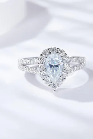 Hazel Blues® | 1 Carat Moissanite Teardrop Split Shank Ring