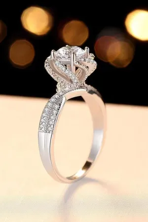 Hazel Blues® | 2 Carat Moissanite Floral Platinum-Plated Ring