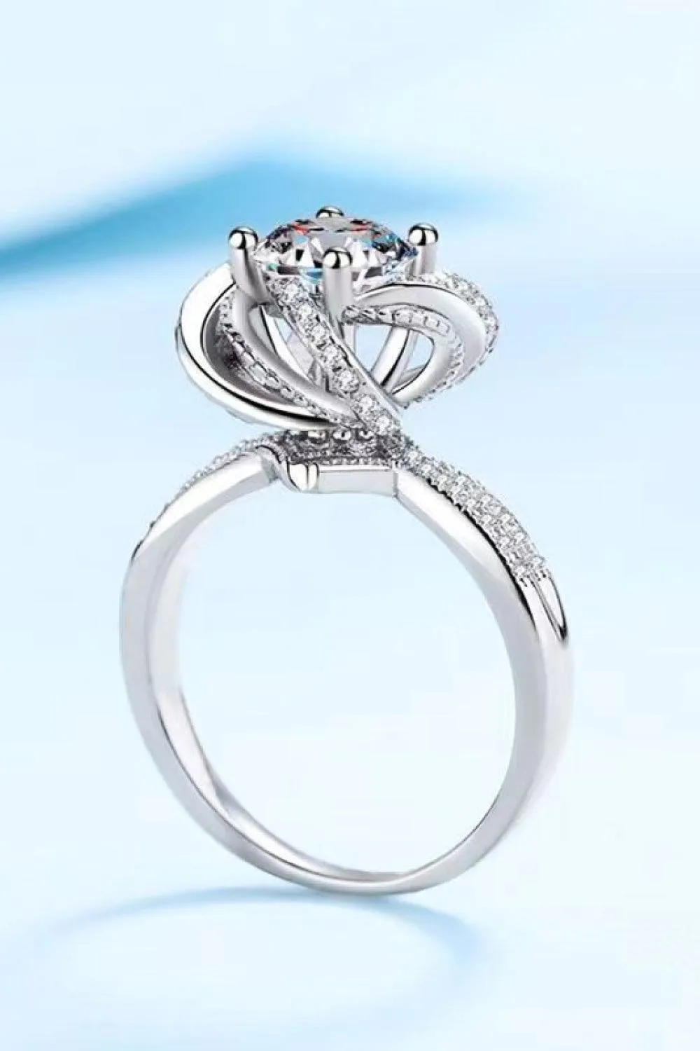 Hazel Blues® | 2 Carat Moissanite Floral Platinum-Plated Ring