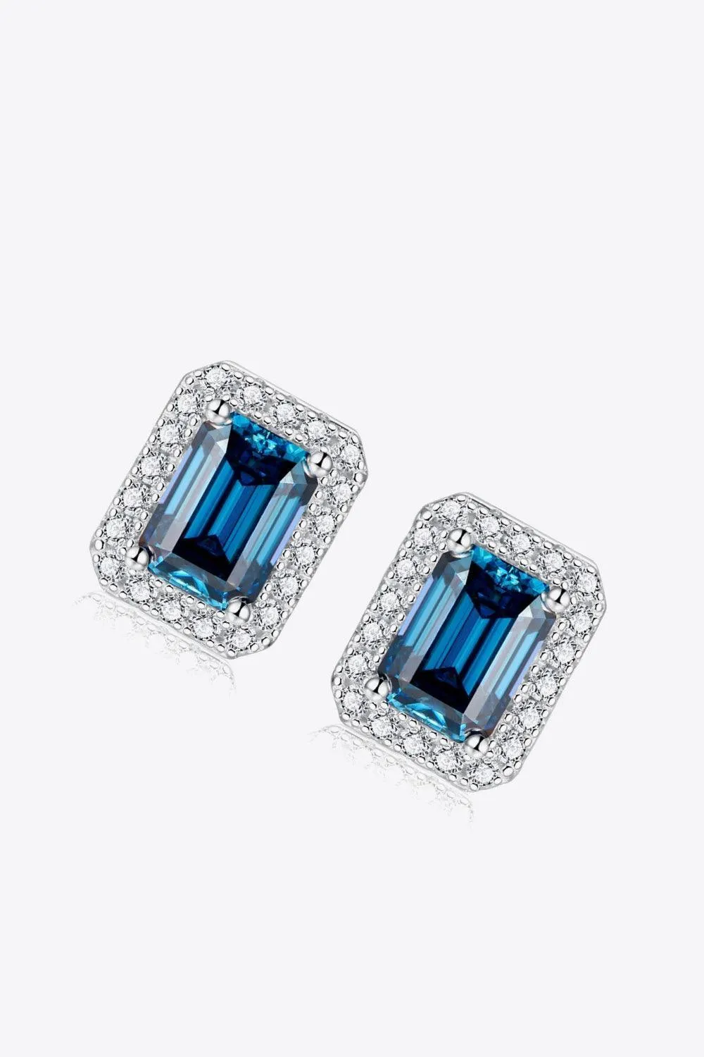 Hazel Blues® | 2 Carat Moissanite Stud Earrings in Indigo