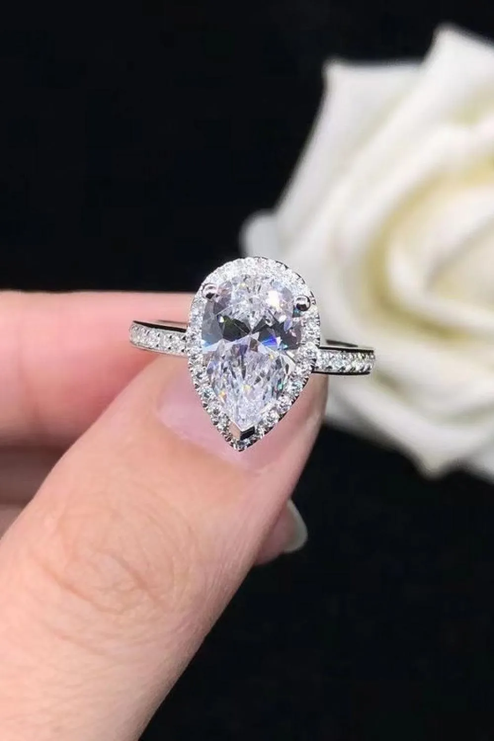 Hazel Blues® | 2 Carat Moissanite Teardrop Cluster Ring