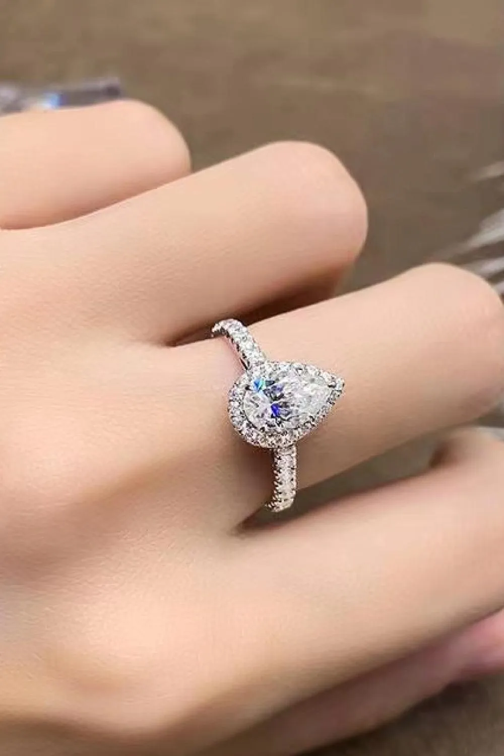 Hazel Blues® | 2 Carat Moissanite Teardrop Cluster Ring