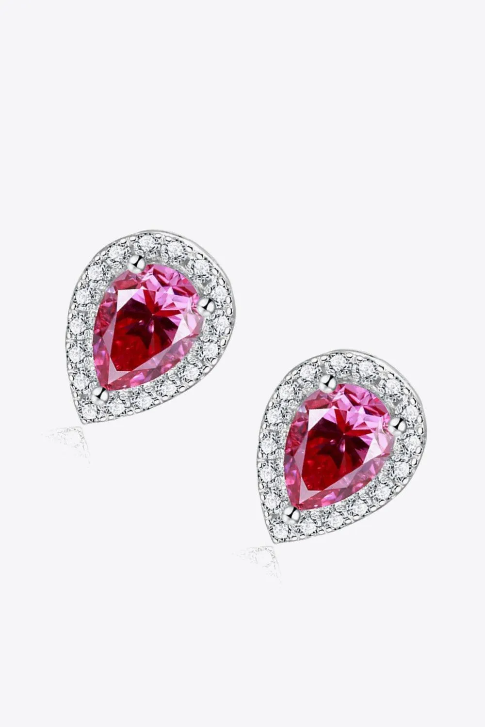 Hazel Blues® | 2 Carat Moissanite Teardrop Stud Earrings in Rose